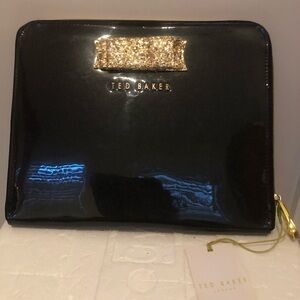 Ted Baker Black Patent Tablet Case NWT